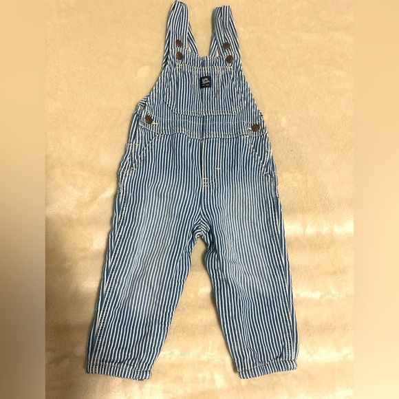 OshKosh B'gosh Other - Oshkosh B’Gosh Toddler Blue White Stripe Denim Overalls Size 18 Months